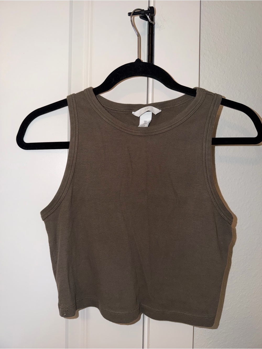 H&M Olive Ribbed Tank Crop Top